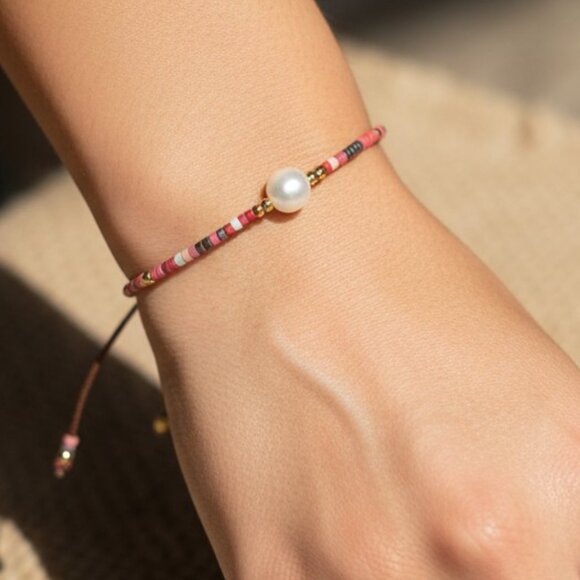 3/$35 Freshwater Pearl Colourful Bracelet Thin Beaded Beads Red Blue Jewelry - Picture 7 of 7